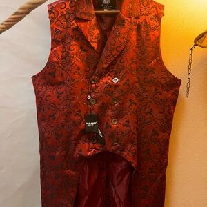 Men's Red Brocade Vest